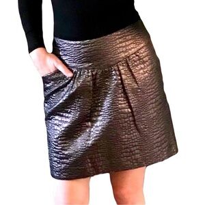 Tibi Metallic Bronze Jacquard Mini Skirt with Pockets - Size 4 Stunning Texture!